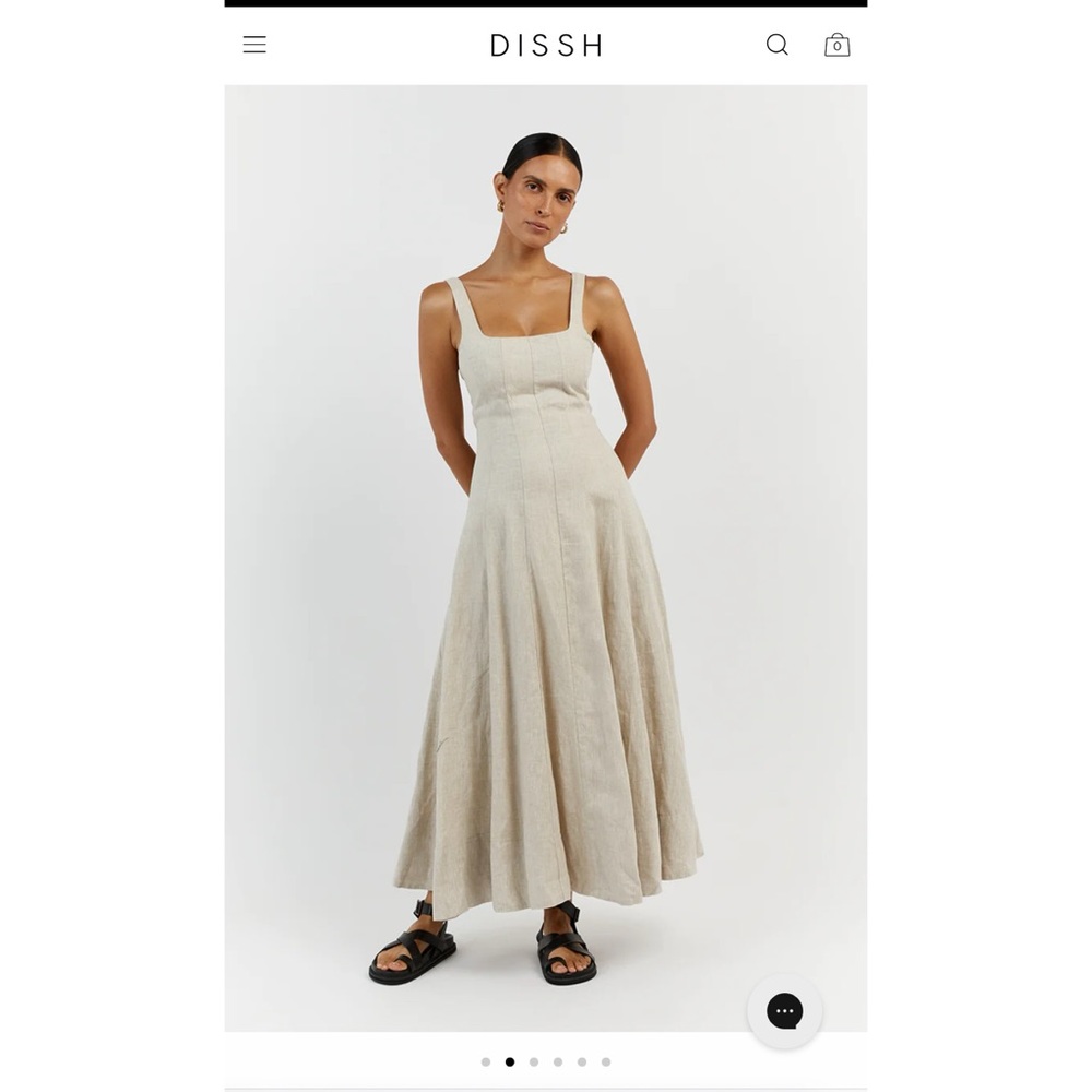 DISSH MILAHN NATURAL LINEN MIDI DRESS